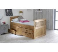 Rest Relax Captain 3FT Single Wooden Slatted Bed with Drawers & Cupboard in Natural Rest Relax Natural Single