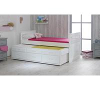 Rest Relax Captain 3FT Single Wooden Slatted Bed with Drawers & Pull Out Under Bed in White Rest Relax White Single