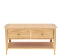 Rest Relax Keswick Oak 2 Drawer Coffee Table Beige