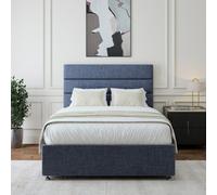 Rest Relax Linen Linoso Non Storage Divan Base With Headboard And Orchid Mattress - Midnight Blue