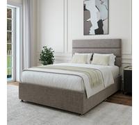 Rest Relax Linen Linoso Non Storage Divan Base with headboard & Orchid mattress - Slate in Grey | Size: Single Rest Relax Grey Single