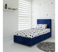 Kelly Upholstered Ottoman Storage Bed, Plush Velvet Fabric Aspire Navy Single