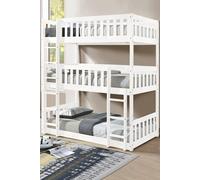 Rest Relax Lydia Triple Bunk Bed with Coil Spring Mattresses in White | Size: Single Rest Relax White Single