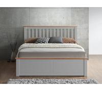 Rest Relax Manhattan Pearl Grey And Oak Trim Wooden Ottoman Bed