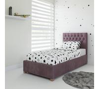 Rest Relax Mia Solo Ottoman Bed Plush Velvet Blush Pink - Single 3Ft