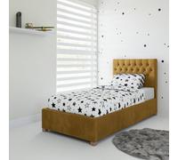 Rest Relax Mia Solo Ottoman Bed Plush Velvet Ochre - Single 3Ft