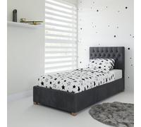 Rest Relax Mia Solo Ottoman Bed Plush Velvet Steel Grey - Single 3Ft