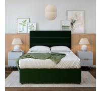 Rest Relax Sleep Plush Velvet Divan, Strutted Headboard, 4 Drawers Green