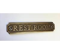 REST ROOM Door Sign Solid Brass with a Antique Bronze Finish 16.8 x 3.5cm comes with Screws, Ideal for Bathroom at Home or Business DSN-21-AB