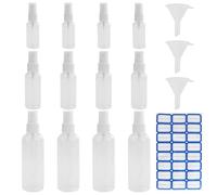 RESTALLADNWEST 12 Pcs Small Plastic Spray Bottles with Lids, Refillable Spray Bottles with 3 Funnels, Clear Travel Containers Fine Mist Spray Bottles for Liquid, Toner, Perfume (30/50/100 ML)