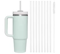 RESTALLADNWEST 8 Pack Transparent Reusable Straws, 310mm x 9.5mm, Food-Grade Material, Perfect for Coffee, Smoothies, Milkshakes & More, with Cleaning Brush
