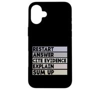 Restart Answer Cite Evidence Funny Citation English Teacher Case for iPhone 16 Plus