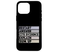 Restart Answer Cite Evidence Funny Citation English Teacher Case for iPhone 16 Pro Max