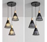 Restaurant Bar Café,Hanging Light,Three Heads LED During Lighting,E27 Nordic Boutique Decoration Concise Iron Art Chandelier Lighting-Black. 3 Discs