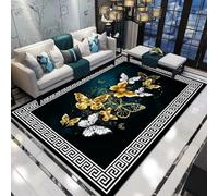 Restaurant Carpet 3D Printing Colorful Fantasy Flowers And Butterflies 160 X 200 Cm - Indoor Doorway Non-Slip Floor Mat Carpet - Soft Touch - Polyester Fiber - Easy To Clean - Suitable For Ki -6B5A1R0