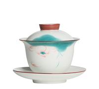 Restaurant Coffee Mug Travel Coffee Cup White Porcelain Hand-painted Covered Bowl Underglaze Color Tea Cup Kung Fu Small Chinese Tea Bowl Household Ceramic Tea Cup Coffee Mug for Hot/Cold Beverages