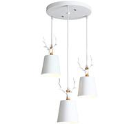 Restaurant Decorative Chandelier - Antler Lighting White Wrought Iron Hanging Lamp Compatible with Kitchen Dining Room Living Bedroom(Disc)