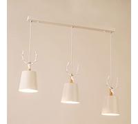 Restaurant Decorative Chandelier - Antler Lighting White Wrought Iron Hanging Lamp Compatible with Kitchen Dining Room Living Bedroom(Long Plate)