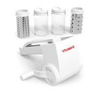 Restaurant-Grade Italian Cuisine Rotary Cheese Grater with Handle - Perfect Heavy-Duty Parmesan Cheese Grater - Effortlessly Shred and Shave Cheese with 2 Easy to clean Stainless Steel Drum Blades
