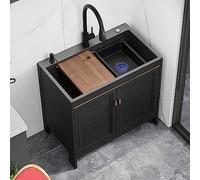 Restaurant Kitchen Sink,with Cabinet Commercial Restaurant Kitchen Sink,free Standing Sink,Space Aluminum Cabinet,pull-out Faucet,cutting Board, Soap Dispenser,for Restaurant,Laundry Room,Backyard ( S