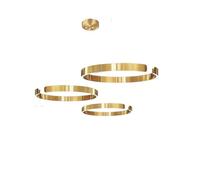 Restaurant Lamp Modern Minimalist Nordic Bar Dining Room Table Designer C-Word Chandelier(3 Rings Golden,Dimmable)