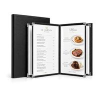 Restaurant Menu Covers 8.5 x 11, 1 Pack Menu Holder - Faux Leather Menu Book with Clear PVC Sleeves, 4 Page 8 View, Waterproof & Durable Menu Book for Restaurant, Bar, Café, Hotel
