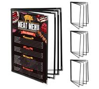 Restaurant Menu Covers 8.5 X 11 Inch Menu Holders, 4-Page 8-View Transparent Menu Book Covers Fits A4 Size Paper, Plastic Menu Holders for Bars Morning Menu Homeschool Restaurant(4 Packs)