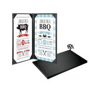 Restaurant Menu Covers Holders 8.5" X 14" Inches, Double View Leather Menu Holder Covers, Black Leather Menu Covers for Wine List, Drinks, Cafes, Bar, Hotel(8.5" X 14"/2 View-Book Style/1 pcs)