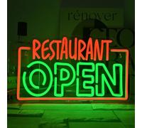 Restaurant Open Neon Signs Led Open Sign for Business Restaurant Neon Signs for Wall Decor Neon Light Decor for Snack Shop,Fast Food,Kitchen (Restaurant Open Sign)