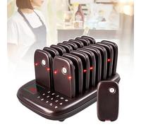 Restaurant Pager System, 16 Wireless Buzzers with 3 Alert Modes, Probe Charging, Waterproof ABS, for Coffee Shops, Food Courts and Fast Food