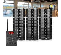 Restaurant Pager System, 1Pcs 999 Channels Calling Keypad + 10/20/30 Pcs Coasters,Wireless Distance 500m, 3 Calling Modes, Chip Protection, for Restaurant, Hotel,30pcs
