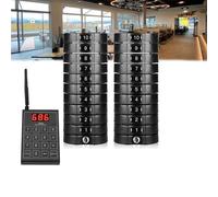 Restaurant Pager System, 1Pcs 999 Channels Calling Keypad + 10/20/30 Pcs Coasters,Wireless Distance 500m, 3 Calling Modes, Chip Protection, for Restaurant, Hotel,20pcs