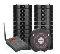 Restaurant Pager System,Restaurant Buzzer,1Pcs 999 Channels Calling Keypad + 10/20/30 Pcs Coasters,3 Calling Modes,with Vibration,Pagers and Beepers for Restaurant Bar Hotel Cafe Food Court 20Pagers
