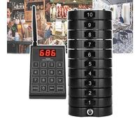 Restaurant Paging System, 1 Pcs 999 Channels Calling Keypad+10 Coaster Pager, Multiple Modes, LED Digital Display, 500m Range, for Restaurants, Hotels,1drag10