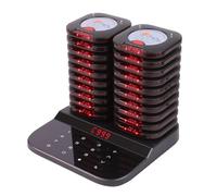 Restaurant Paging System, 20 Wireless Beepers with Mute Button, Vibration Flash Buzzer Modes, Rechargeable, for Food Trucks, Churches, Clinics and Coffee Shops
