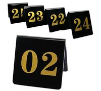Restaurant Reserved Seating Signs 1-25 1-50 1-100, Acrylic Tent Style Double-Sided Table Number Black, 8x8cm Triangle Place Cards Stackable Save Space, Waterproof And Rustproof(1-100)