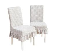 Restaurant Style Chair Covers - Stretch Skirt With Ruffled Hem, Soft Short Plush, Country Style, Suitable For Living Room, Bedroom, and Home (Light Grey, 4-Pack)