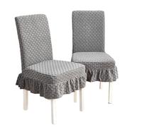 Restaurant Style Chair Covers - Stretch Skirt With Ruffled Hem, Soft Short Plush, Country Style, Suitable For Living Room, Bedroom, and Home (Grey, 4-Pack)