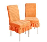 Restaurant Style Chair Covers - Stretch Skirt With Ruffled Hem, Soft Short Plush, Country Style, Suitable For Living Room, Bedroom, and Home (Orange, 4-Pack)