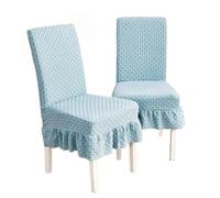 Restaurant Style Chair Covers - Stretch Skirt With Ruffled Hem, Soft Short Plush, Country Style, Suitable For Living Room, Bedroom, and Home Use (Light Blue, 6-Piece Pack)