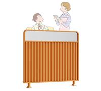 Restaurant Table Divider, Iron Partition for Dining Areas, Hot Pot Bar Decoration, Striped Glass Low Fence, 100x100cm Table Top Screen (Orange) - Stylish and Functional Aisle Separator