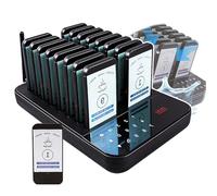 Restaurant Wireless Pager, 16 Pagers, 3 Vibration Modes, Transmission Range:500 M, 15 Hours Standby Time, with Touch Control, Call Lists Can Be Checked, for Fast Food,A