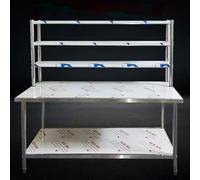 Restaurant Workbench, 3-Tier Stainless Steel Shelving with Wide Work Table Prep Workstation for Kitchen Laundry, 0.6mm Thickened Service Tables