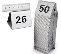 Restaurants Table Nmbers Sign, 1-50/1-100,Stainless Steel Tent Style Number Stands Stackable Metal Card - For Banquets, Cafés, Hotel, Weddings Numbers(1 to 100)