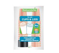 Restaurantware 16 Ounce Disposable Coffee Cups With Lids, 20 Hot Cups With Lids - Sleeves Sold Separately, Single Wall, Orange And White Stripe Paper Coffee Cups, For All Kinds Of Beverages