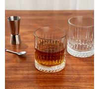 Restaurantware Elysia 12 Ounce Whiskey Glasses 6 Cut Rocks Glasses - Lead-Free Weighted Base Clear Glass Tumblers Dishwasher-Safe for Scotch Bourbon and Cocktails