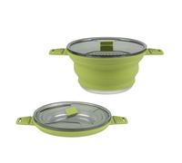 Restaurantware-Hi Tek 2.5 Liter Collapsible Camping Pot, 1 Portable Cook Pot - With Lid, Stainless Steel Bottom, Silicone Camping Cookware, For Travel Or Outdoor Hiking- Restaurantware
