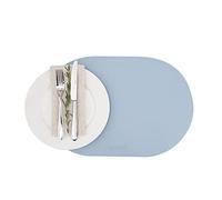 Restaurantware Oval Light Blue Vinyl Placemat - Embossed - 17 3/4" x 12" - 6 Count Box