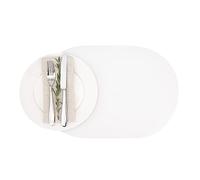 Restaurantware Oval White Vinyl Placemat - Embossed - 16" x 12" - 6 Count Box