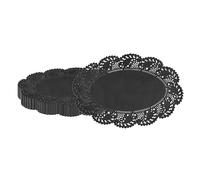 Restaurantware-Pastry Tek 12.5 x 8.5 Inch Paper Lace Doilies, 100 Oval Disposable Table Doilies - Elegant Lace Finish, Long Lasting, Black Paper Lace Doilies, for Pastries, Cupcakes, Desserts